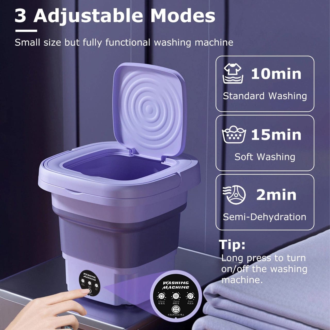 **Foldable Washing Machine with Dryer - Compact & Portable Laundry Solution**