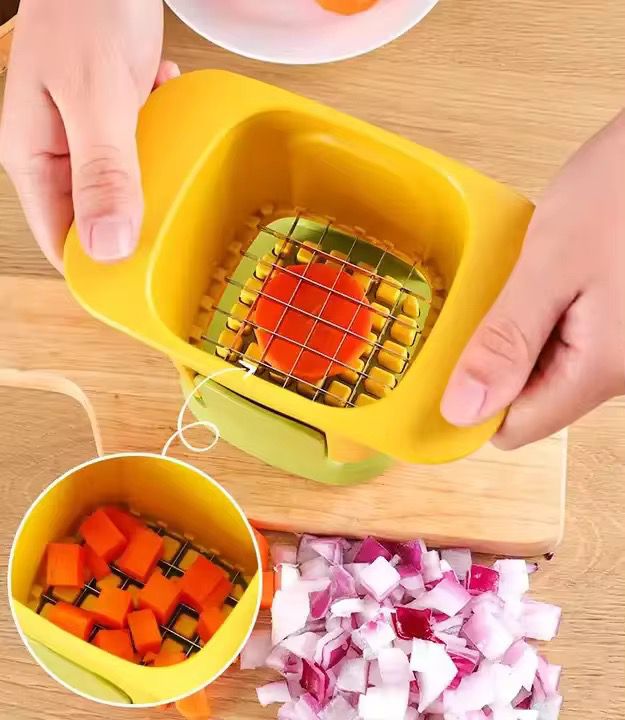 Kitchen Vegetable Chopper Dicing & Slitting 2-In-1 Hand Pressure Vegetable Cutter