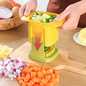 Kitchen Vegetable Chopper Dicing & Slitting 2-In-1 Hand Pressure Vegetable Cutter