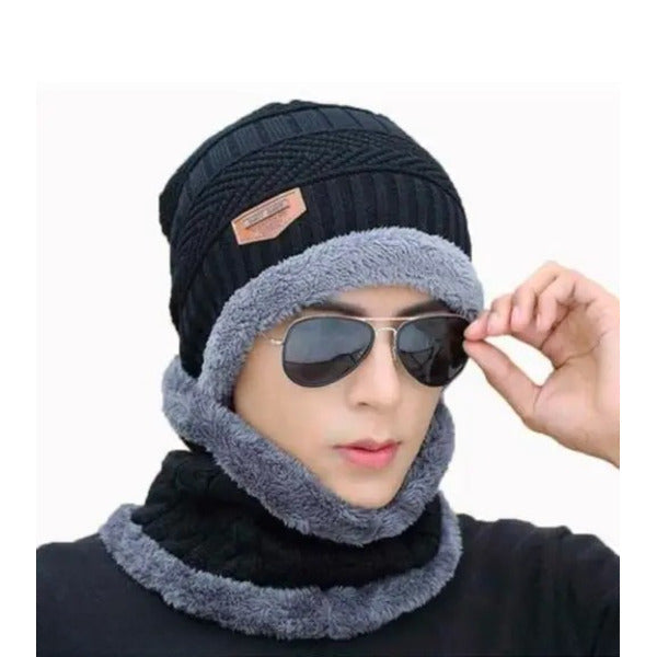 **"Winter Beanie & Neck Warmer Combo (Unisex, Random Colors)"**